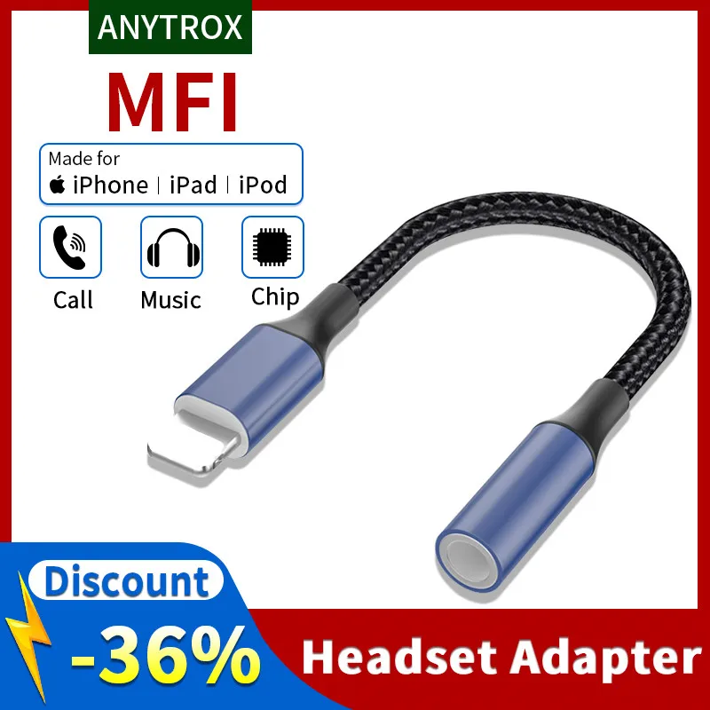 MFi Lightning to 3.5mm Headphones Adapter for iPhone 13 12 11 Pro 8 7 Aux 3.5mm Jack Cable for Lightning Adapter Accessories