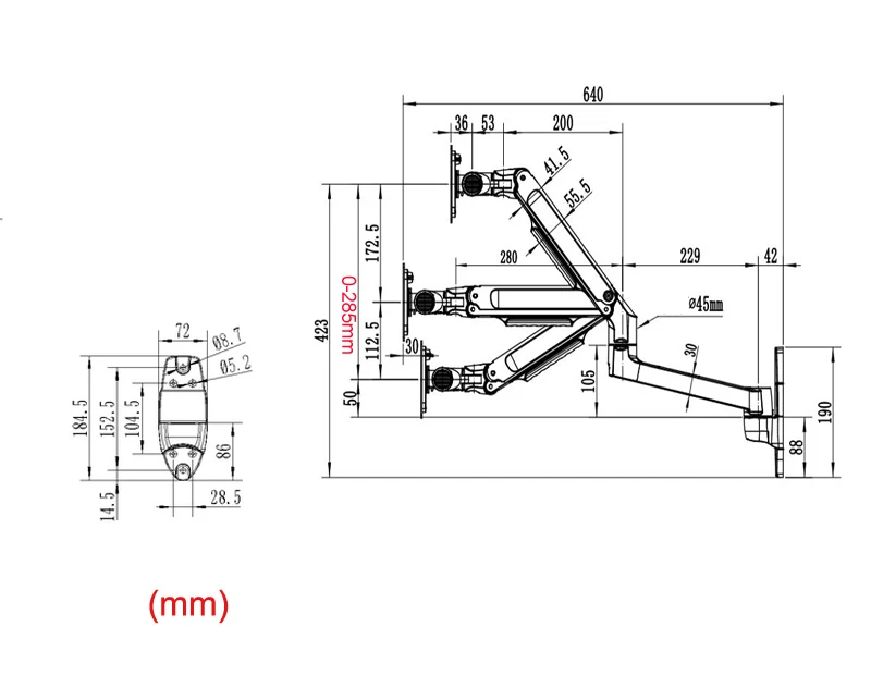 Настенное крепление для ЖК-монитора DL-7012LP дюйма 10-27 дюймов механическая пружина 2