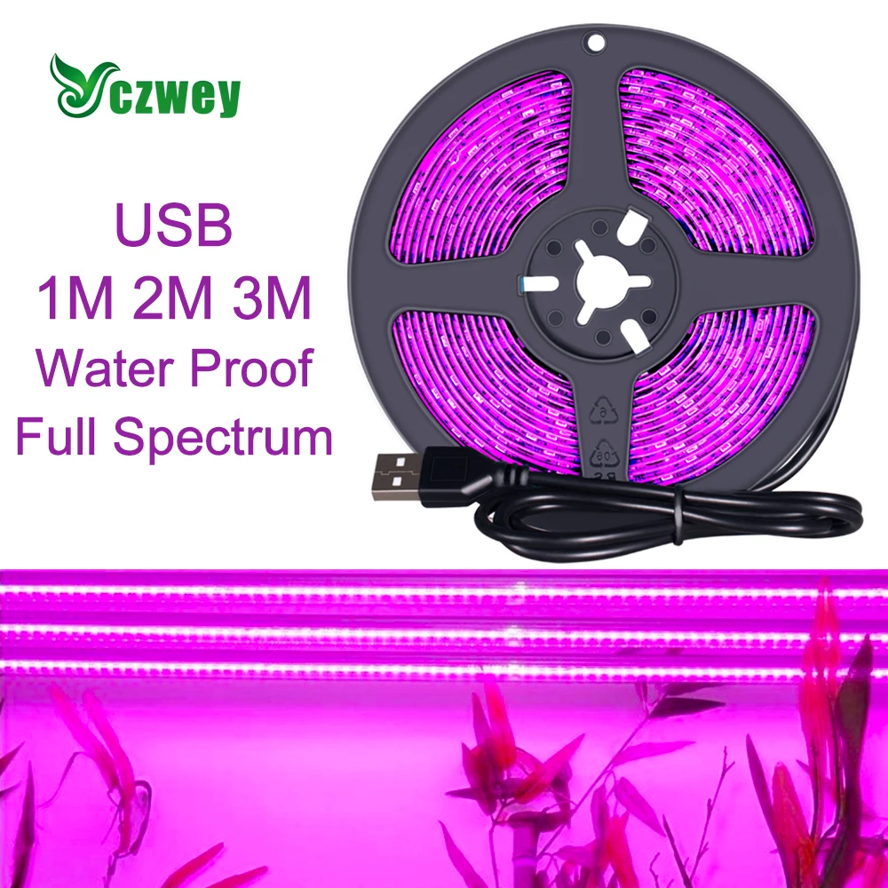 

USB LED Grow Light Full Spectrum 1M 2M 3M Waterproof Plant Light Grow LED Strip Phyto Lamp for Vegetable Flower Seedling Grow