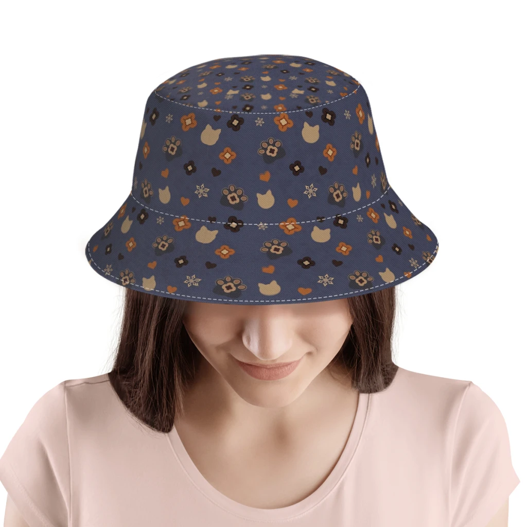 

Genshin Impact Gamediona pattern Polyester Bucket Hats Unisex Full Printed Panama Fisherman Cap Outdoor Sun Hat