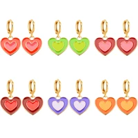 2 pairs large colorful love heart women fashion hoops pendant earrings enamel alloy jewelry pendants sets wholesale party gifts