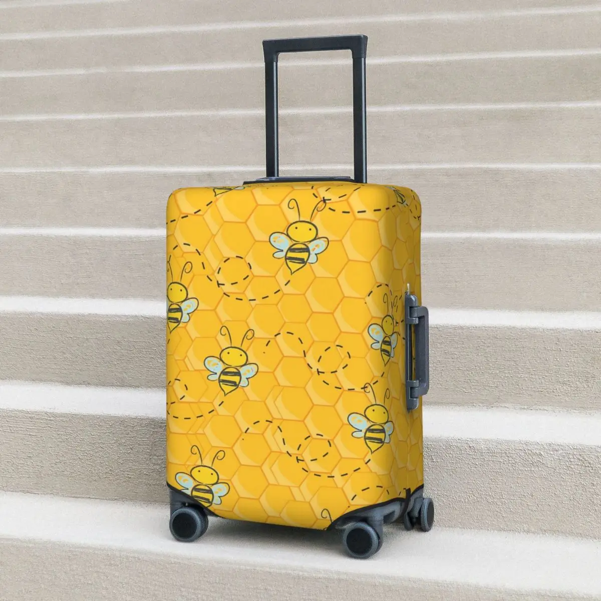 

Hives Print Suitcase Cover Honey Bee Business Flight Strectch Luggage Supplies Protector