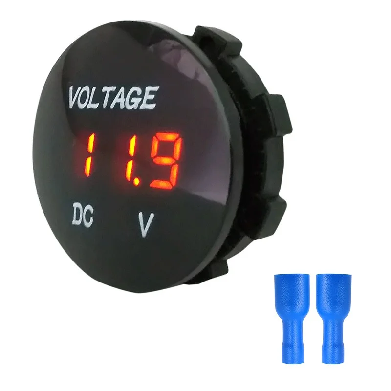 

Mini DC5V-48V LED Panel Digital Voltmeter Tester Round Waterproof Motorboat Motorcycle Monitor Display Voltmeter