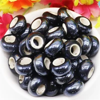 10pcs lot black electroplate porcelain rondelle beads large hole beads european beads for jewelry craft bracelet necklace making