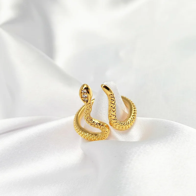 

Fashion Simple Gold Color Snake Ring Vintage Open Plain Ring for Women Man Jewelry Gift