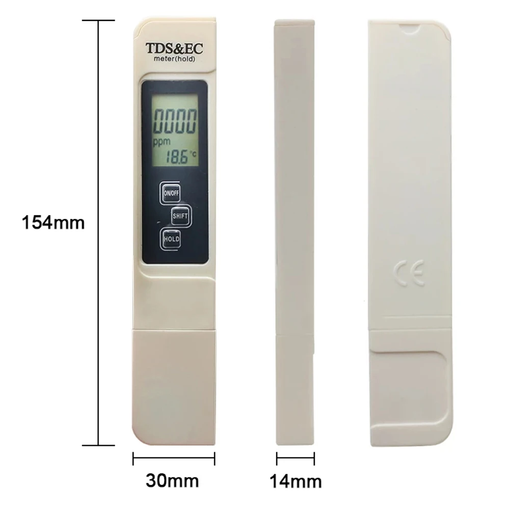 

Digital Water Quality Tester Portable Water Meter Pen EC Conductivity Tester Salt Water Pool LCD Salinity Temp Tester