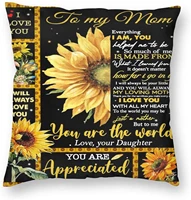 sunflower to my mom pillow coversthanks from daughter cotton linen square throw waist pillow casedecorative cushion cover