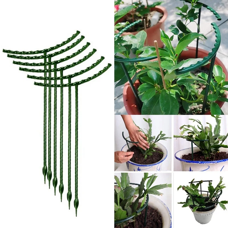 

12Pieces Plant Support Flower Support Stake Half Round Plant Support Ring Plant Cage Holder Flower Pot Climbing Trellis