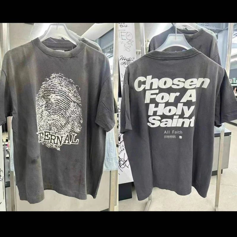25SS Новая футболка с коротким рукавом SAINT в американском стиле летняя мода
