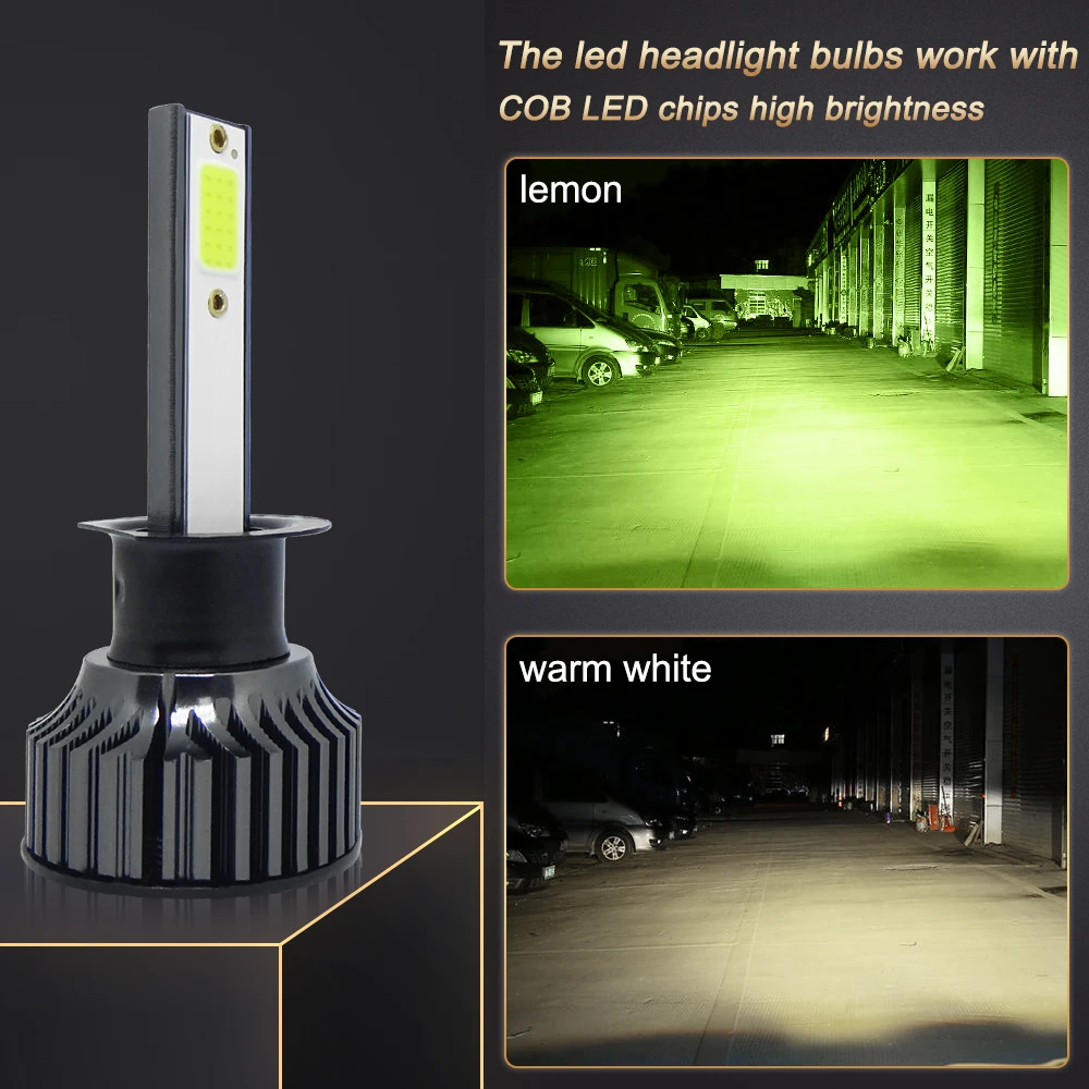 2Pcs H4 H7 LED Car Headlight H1 H11 LED 16000LM H8 H9 H3 HB3 9005 HB4 9006 9012 Auto LED Lamp Fog Lighting 6000K lemon green F2C images - 6