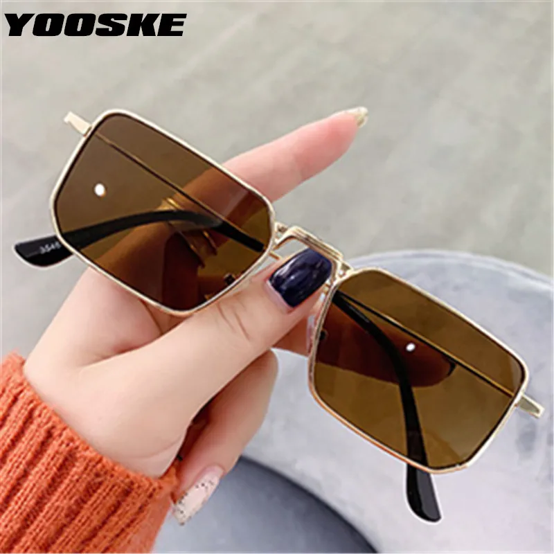 

YOOSKE Vintage Square Sunglasses Men Women Retro Small Metal Sun Glasses Female Brand Designer Black Eyewear UV400