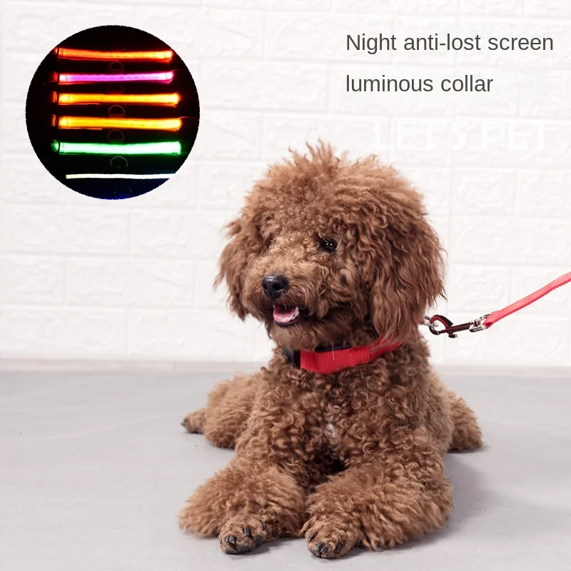 Pet Supplies Dog Light-emitting Collar Rechargeable Led Collar Teddy Golden Retriever Large, Medium And Small Dog Pet Collar