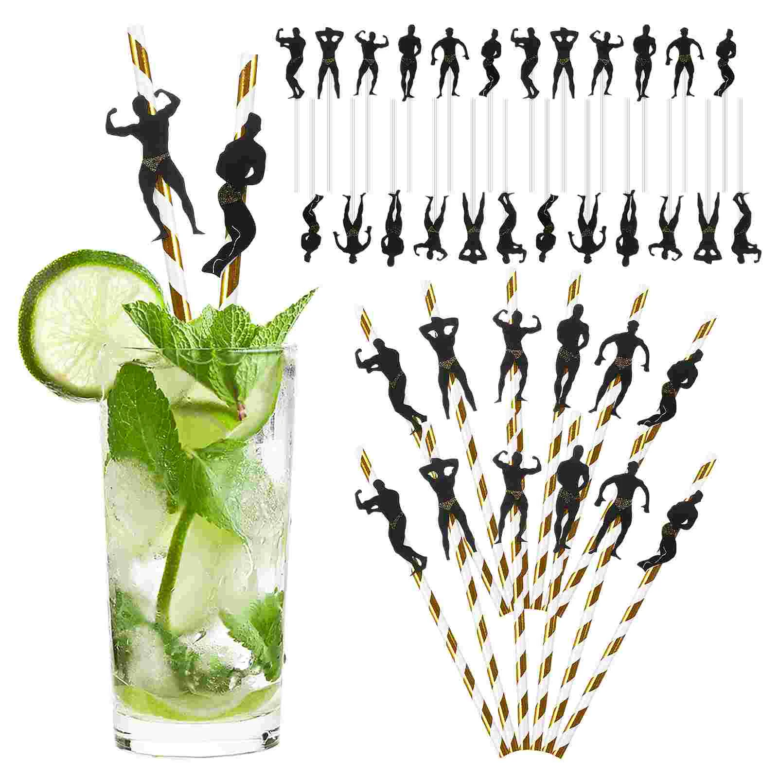 

Straws Bachelor Cupcake Toppers Drinking Paper Venue Setting Props Tools Party Log Pulp Picks Fitness