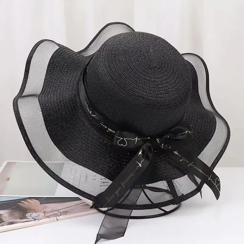 

2023 NEW Women`s Foldable Straw Sun Visor with Wide Brim Perfect for Outdoor Activities and Beach Picnics Black fast shipping
