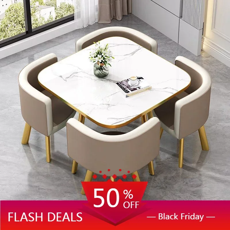 

Modern Minimalist Reception Negotiation Dining Table And Chairs Hotel Lobby Table Small Apartment Mesa Comedor Library Furniture