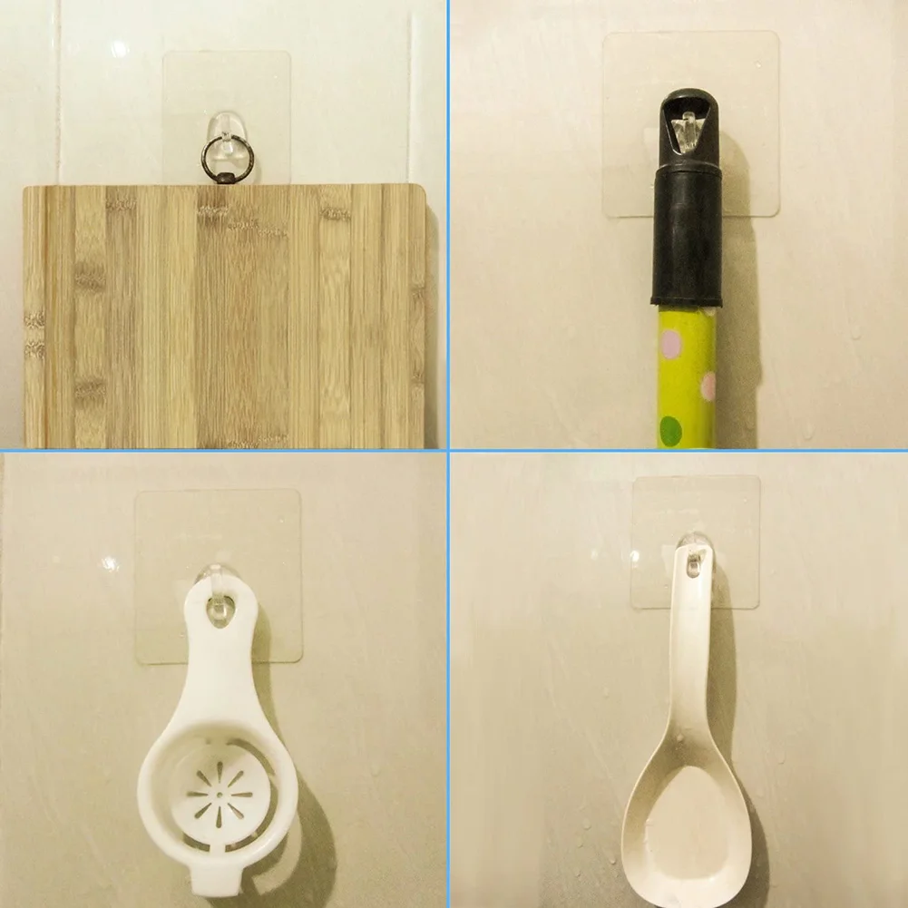 

10pcs Universal Transparent Strong Hooks Self Adhesive Door Wall Hangers Hooks Sticky Kitchen Bathroom Storage Hangers