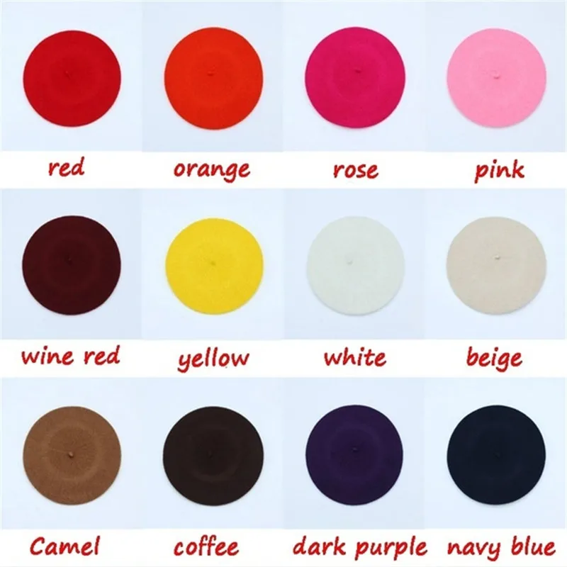 Зимний Шерстяной Берет Женский Ретро Плоский Винтажный Кашемировый Вязаный