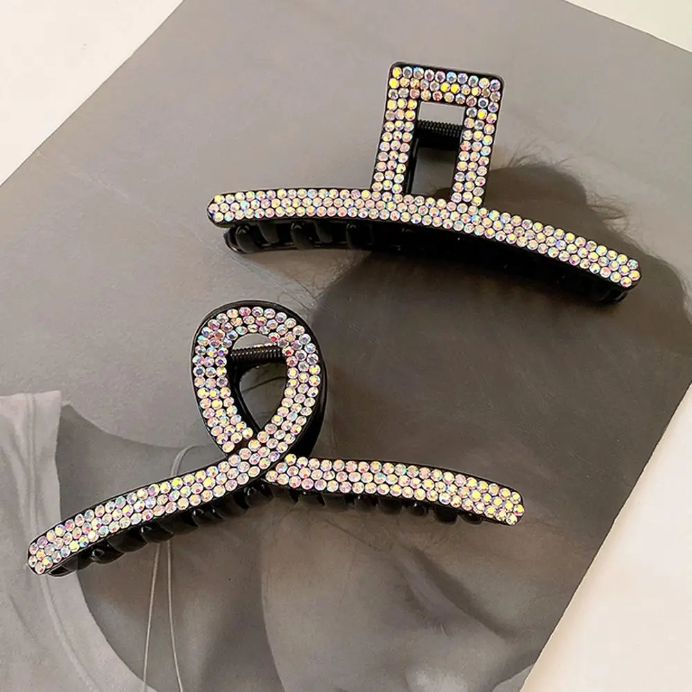 

Headwear Cross Hair Clasp For Girls Rhinestone Women Hair Claws Ponytail Holder Korean Shark Clip Crystal Hairgrip