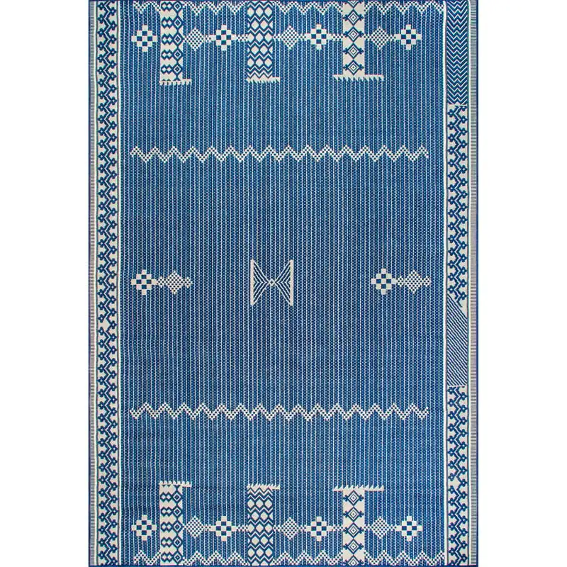 

Lowen Tribal Indoor/Outdoor Area Rug, 9' 6" x 12', Navy