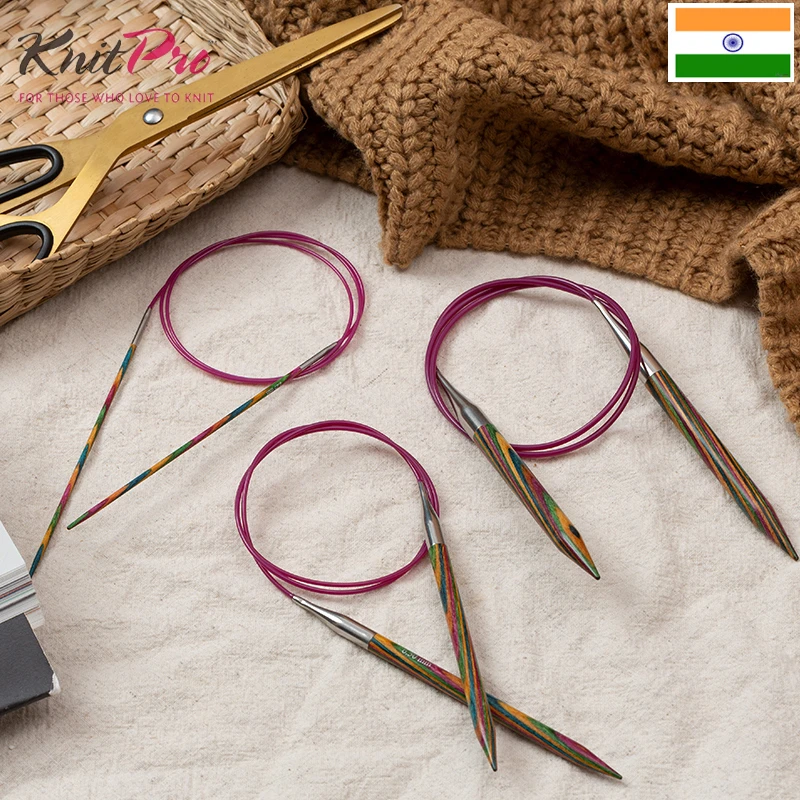 India Knitpro SYMFONIE 80cm Fixed Circular Knitting Needles Crochet Needles For Knitting DIY Weaving Pins Needle Craft Tools New