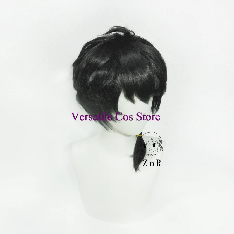 Anime Ranma 1/2 Saotome Cosplay Costume Wig Dark Pink Ponytail Hair Black Fiber Hair+Free Cap Christmas