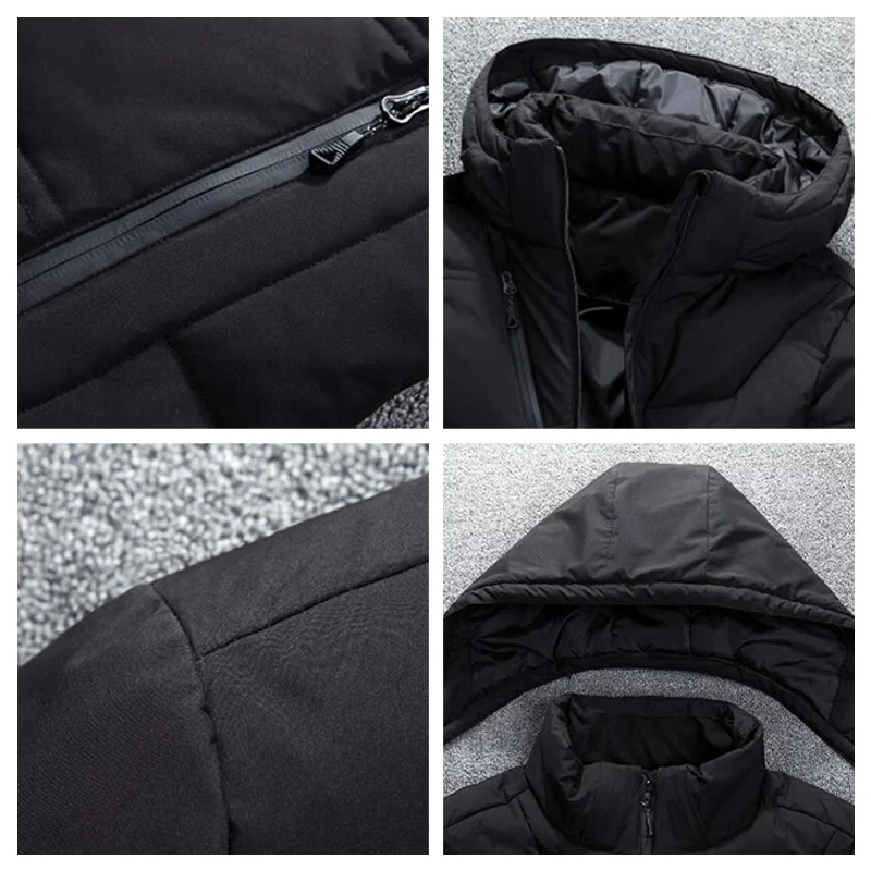 Down Jackets Thick Warm Men's Jacket Thermal Thick Coat Snow Red Black Parka Male Warm Outwear - White Duck Down Jacket Men
