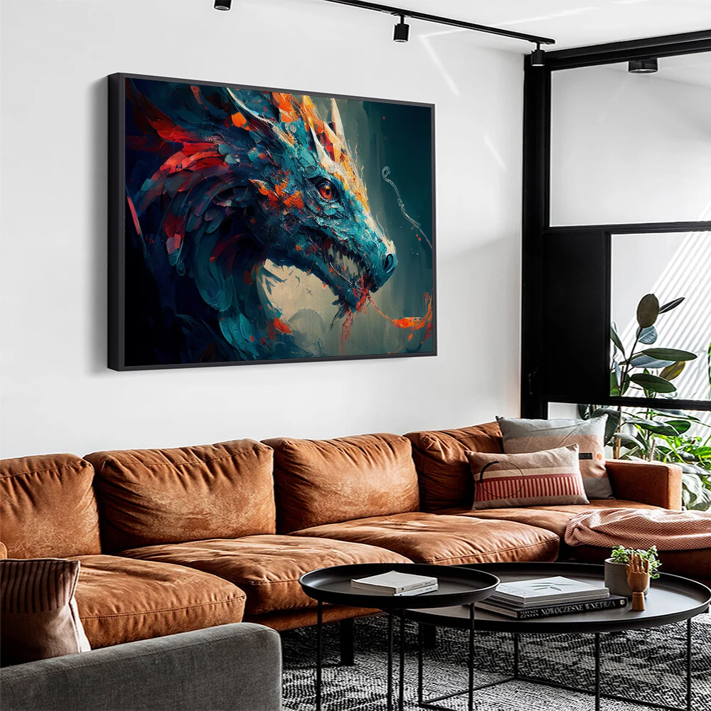 Абстрактная картина на стену с изображением дракона, картина маслом на стену, искусство на стену, оригинальная картина с изображением анула, мастериста, домашний декор, животное, домашний декор