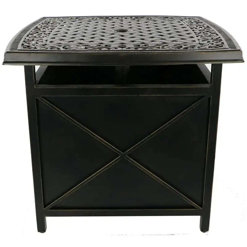 Patio Cast- Side Table and Umbrella Stand with , Rust-Resistant Aluminum Frame, TRADUMBTBL