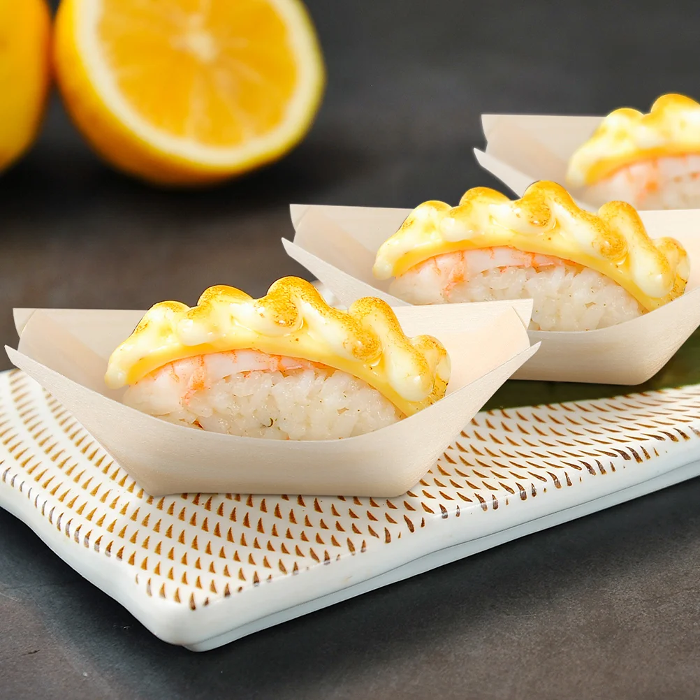 200 шт. одноразовые деревянные лодочки для суши сервировочные подносы фаст-фуда