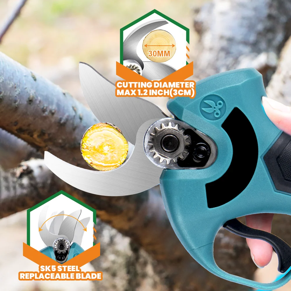 Бесщеточный Электрический секатор для фруктовых деревьев 1200 Вт 30 мм