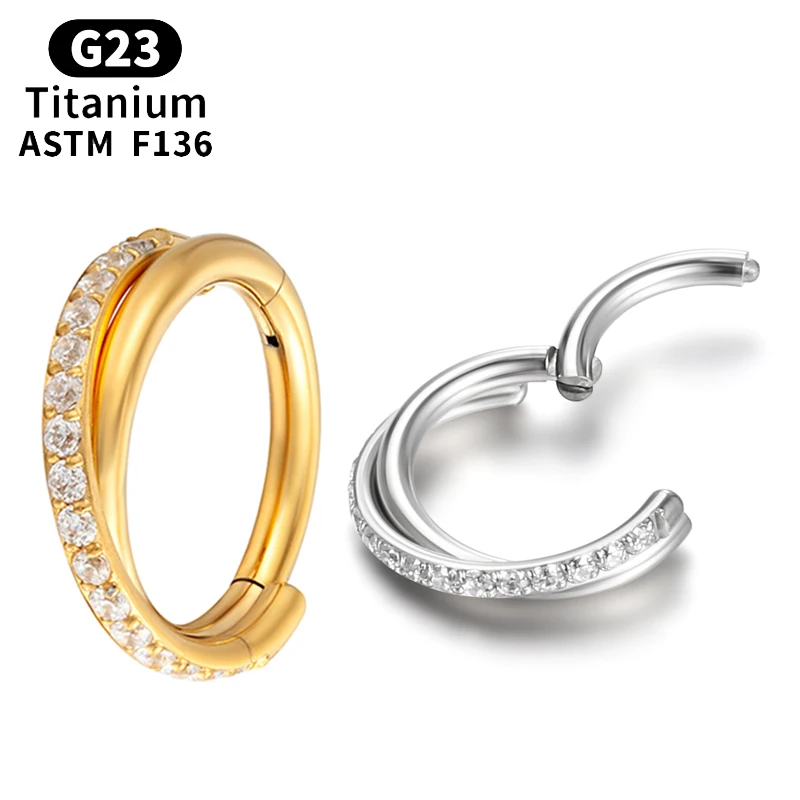 

Industrial Piercing Clicker Hinge Segment Zircon Tragus Cartilage Nose Ring G23 Ladies Helix Septum Earrings Sexy Body Jewelry