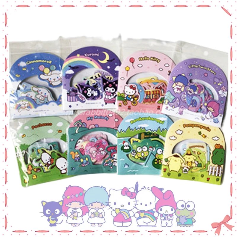 

Sanrioed Stickers Set 30PCS Kawaii Diy Material Students Diary Ornaments Handmade Anime Melody Hello Kitty Cinnamoroll Kids Gift