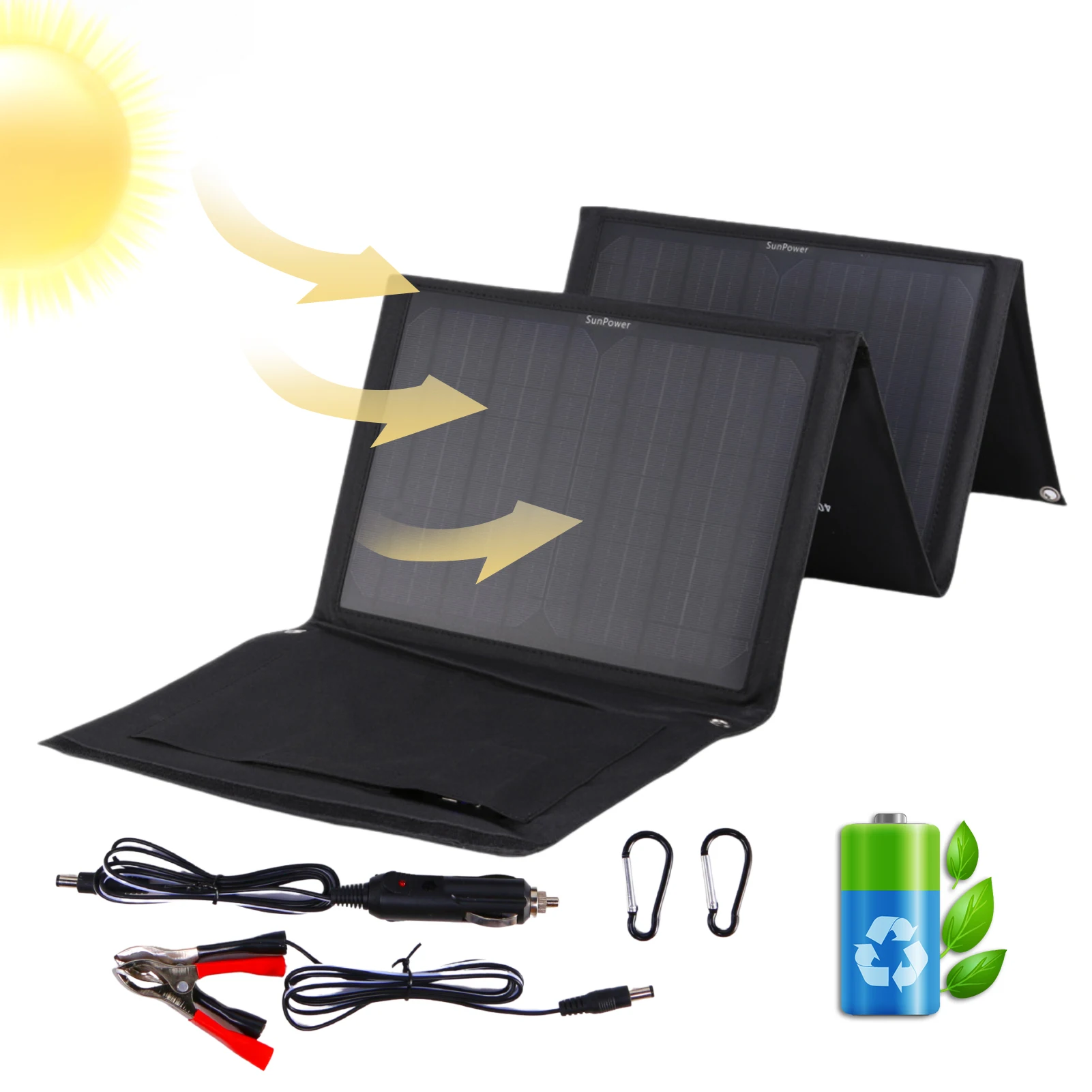 

Sun Folding Solar Cells Charger 5V 2A USB Output Devices 40W Portable Waterproof Solar Panels For Smartphones