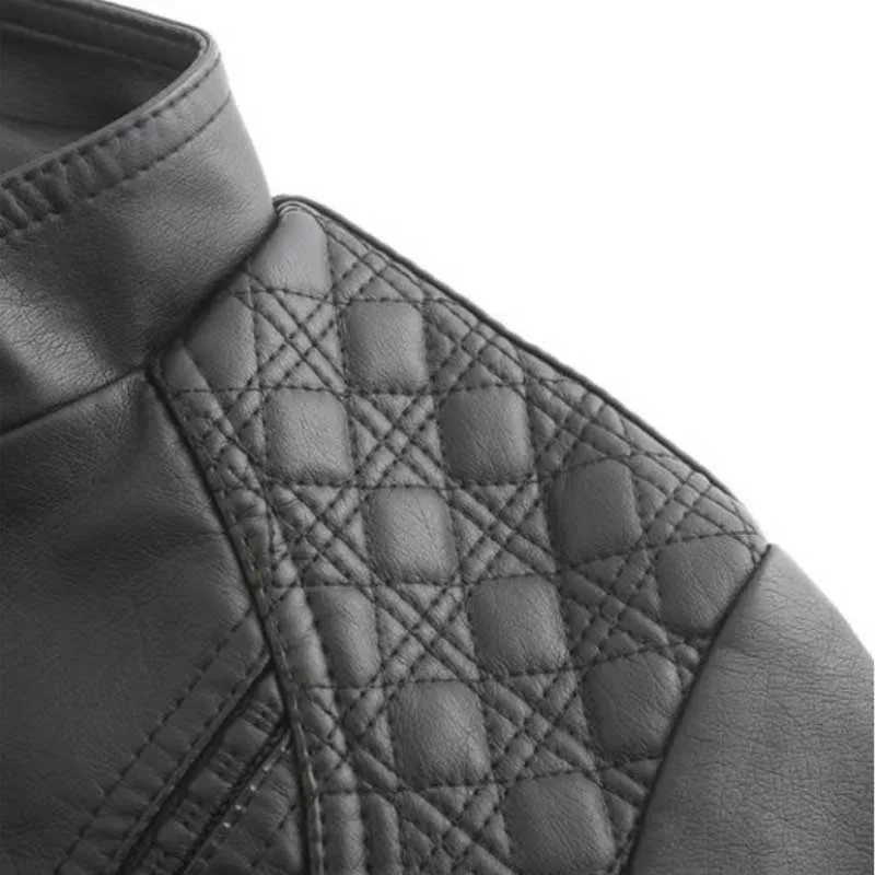 Spring and Autumn Large Size Temperament Stand Collar PU Leather Jacket Women's Leather Coat