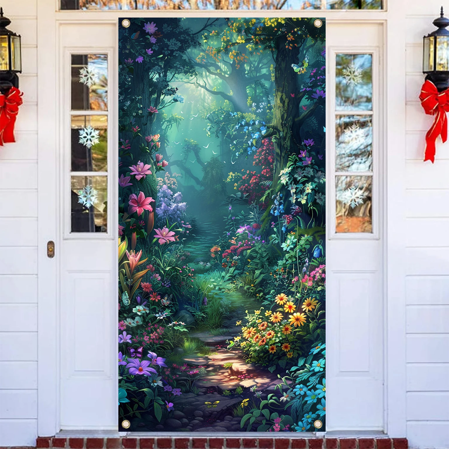 70x35 Дюймов Домашний Дверной Баннер С Лесной Ночной Сценкой Уличный Подвесной