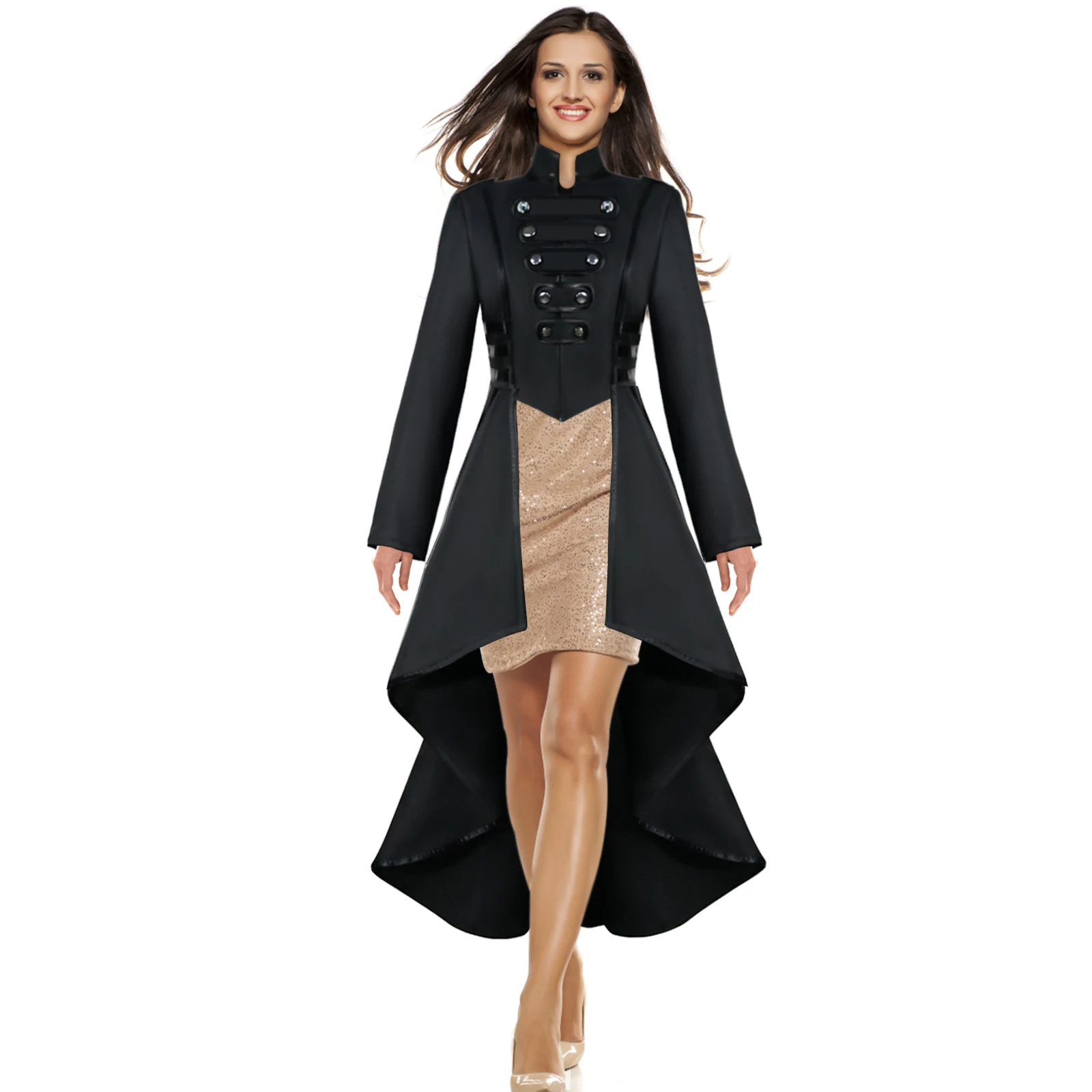 

1set Halloween Cosplay Costume Tuxedo Women Medieval Gothic Witch Jacket Carnival Party Steampunk Vintage Irregular Tailcoat