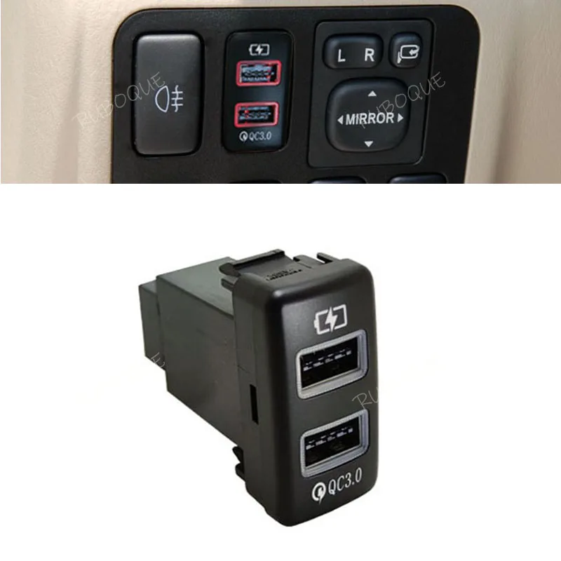 

1pc Quick Car Charger Dual QC3.0 USB Interface Socket Fast Car Charger Use For Toyota FJ Cruiser 120 Prado REIZ 03-09