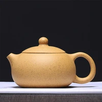 220cc yixing zisha teapot flat xishi pot chinese tea ceremony zisha teapot raw yellow clay handmade teapot