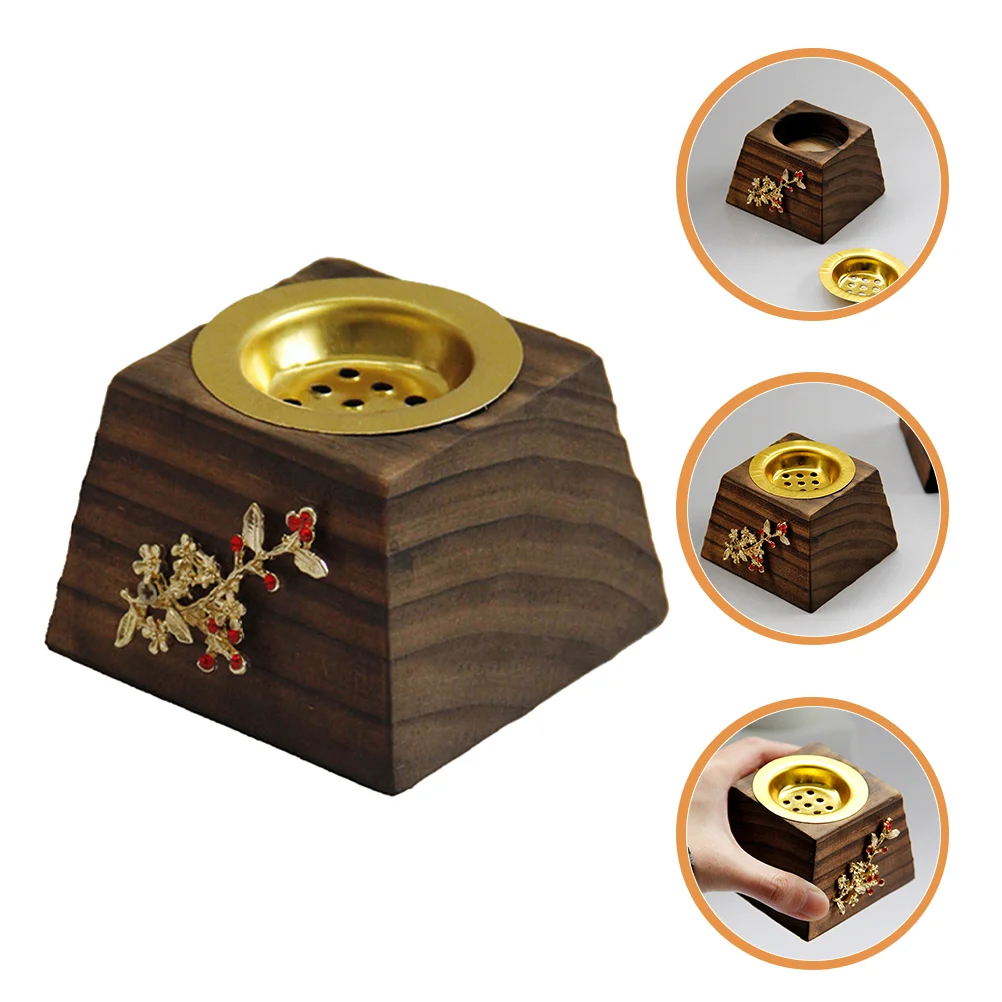 

Incense Burner Holder Cone Wooden Box Charcoal Backflow Stick Temple Vintage Bowl Fragrance Ash Catcher