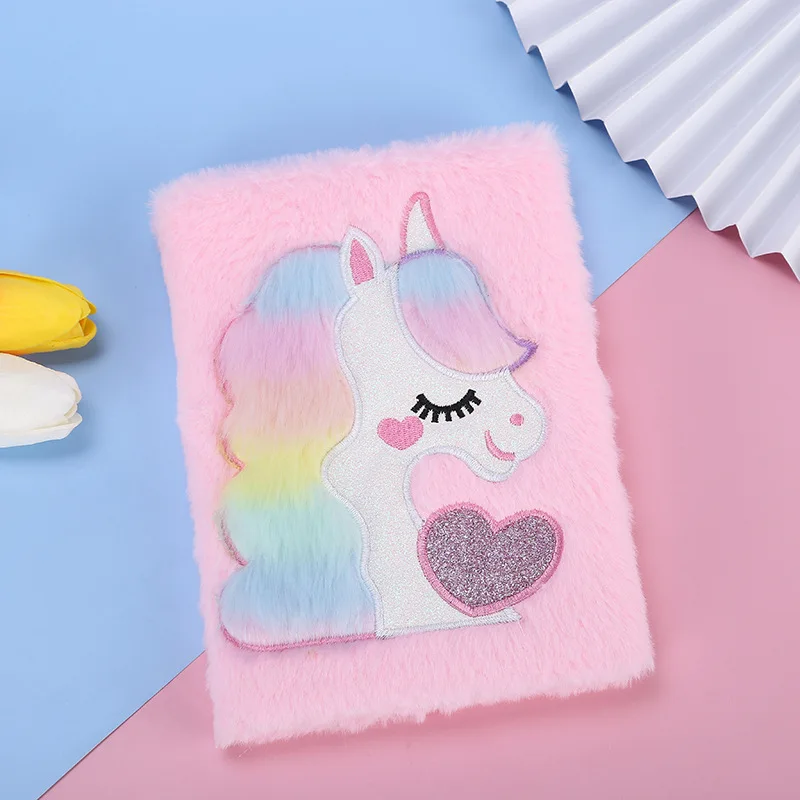 

1 Pc Cartoon Cute Unicorn Notebook Plush Hand Book Diary Book For Kids Student School Sketchbook Stationery Gift