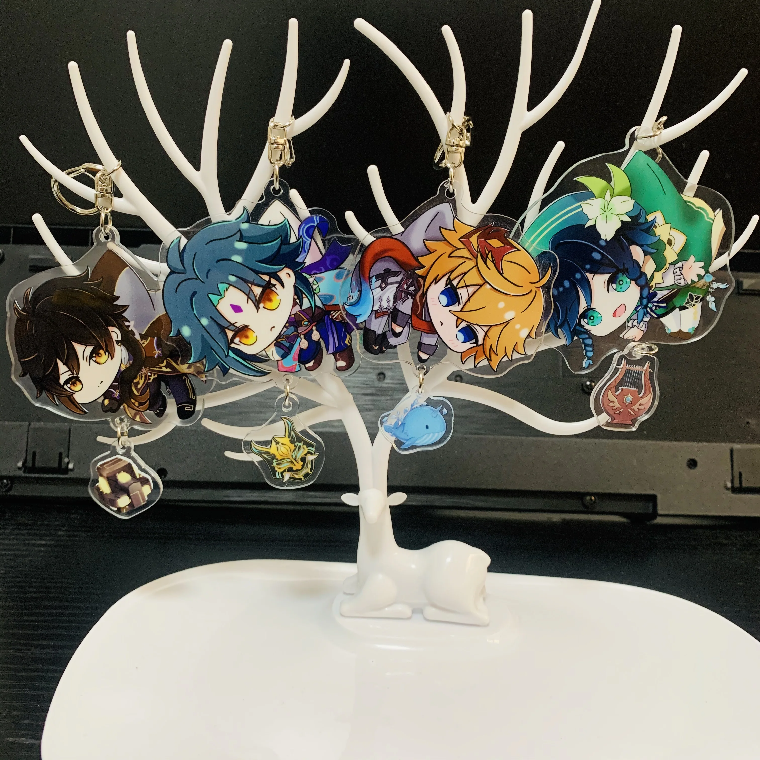 

Genshin Impact Anime Figures Raiden Shogun Hutao Zhongli Xiao Cosplay Acrylic Keychains Model Kawaii Bag Pendant Fans Xmas Gifts