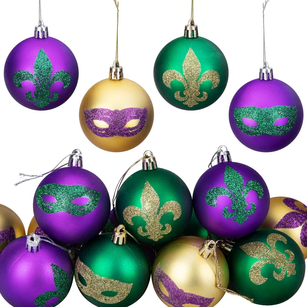

5cm Mardi Gras Balls Christmas Tree Decorations Mardi Gras Ornaments Ball New Orleans Masquerade Party Hanging Pendant Decor