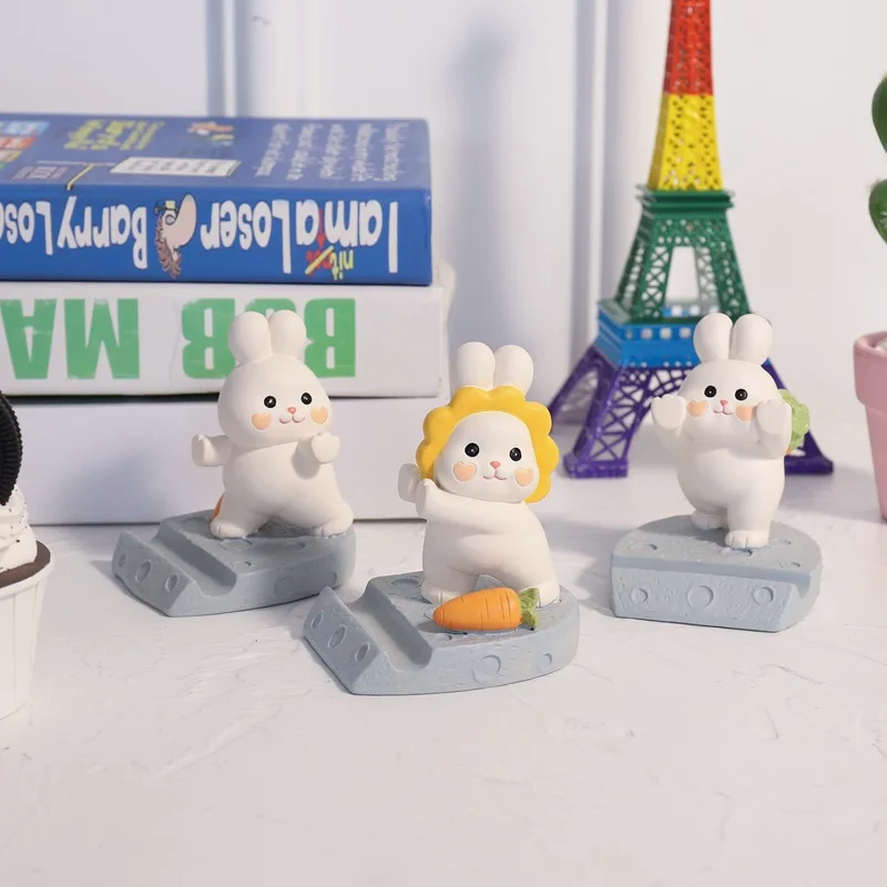Creative and practical cute cartoon rabbit mobile phone bracket student lazy desktop tablet bracket resin decoration gift