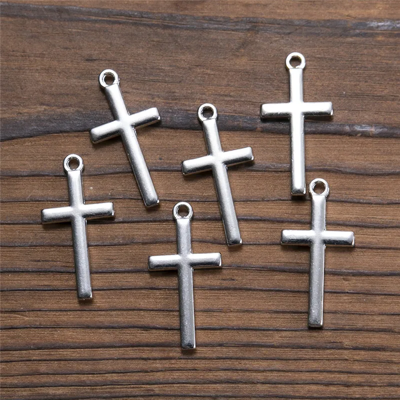 

Подвески-кресты из сплава серебряного цвета, 20 шт./лот, подвески «сделай сам», ожерелье, браслет ручной работы, аксессуары для изготовления ю...