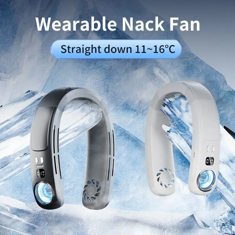 

MI NEW 4000mAh Hanging Neck Fan Portable Air Conditioner Type-C USB Rechargeable Light Air Cooler 3Speed Bladeless Electric Fan