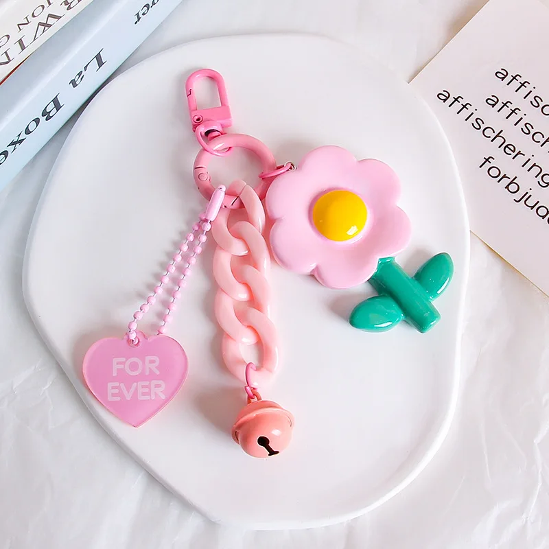 

Colorful Resin Flower Keychains INS Style Cute Chain Car Keychains Korean Style Cute Bag Keyrings Wholesale Car Keys Accessories