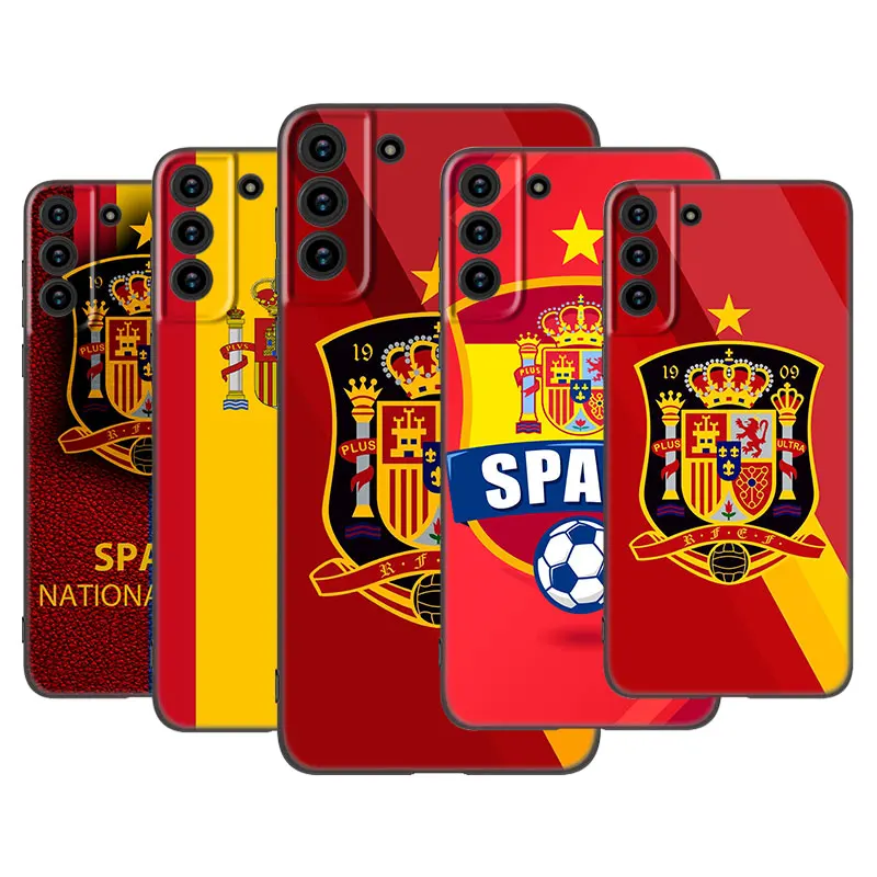 Spain National Flags Phone Case For Samsung Galaxy S22 S21 S20 Ultra FE S10 Lite 5G S10E S9 S8 Plus Soft TPU Black Cover