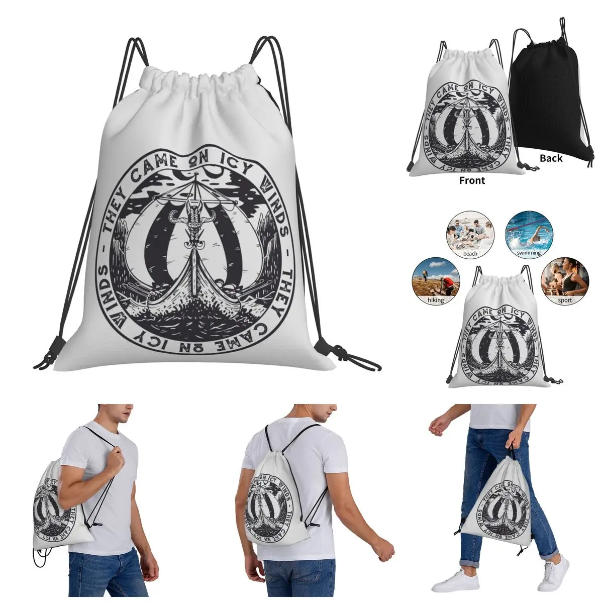 

Viking Vikings Drawstring Bags Gym Bag Funny Graphic Backpack Funny Novelty Rucksack