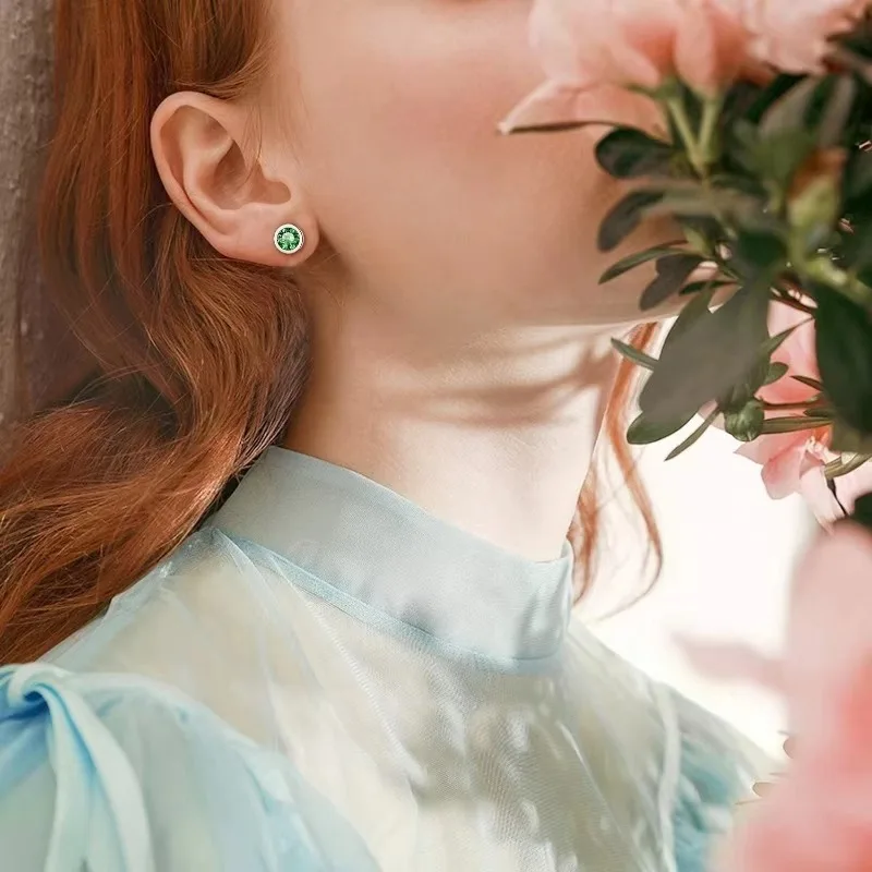 Серьги-гвоздики из нержавеющей стали с камнем красочные серьги кубическим