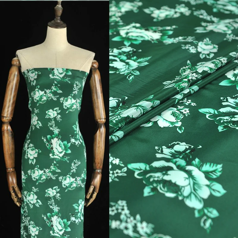 

100% natural mulberry silk material cloth 111cm width 14mm printed crepe de chine drape anti-wrinkle shirt dress fabric